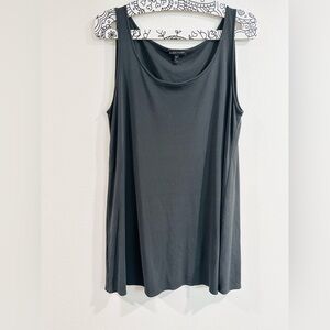 EILEEN FISHER 100% Silk Jersey Knit Scoop Neck Grey Tunic Top Womens Medium